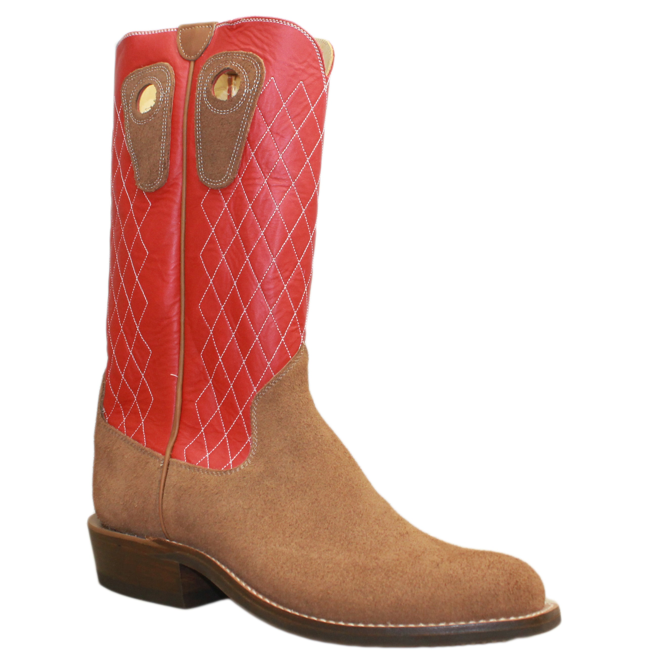 14" Red Upper w/ Diamond Stitching
Saddle Timberjack Rough Out Steer Vamp
Wide French Square Toe
Slightly Tapered Heel