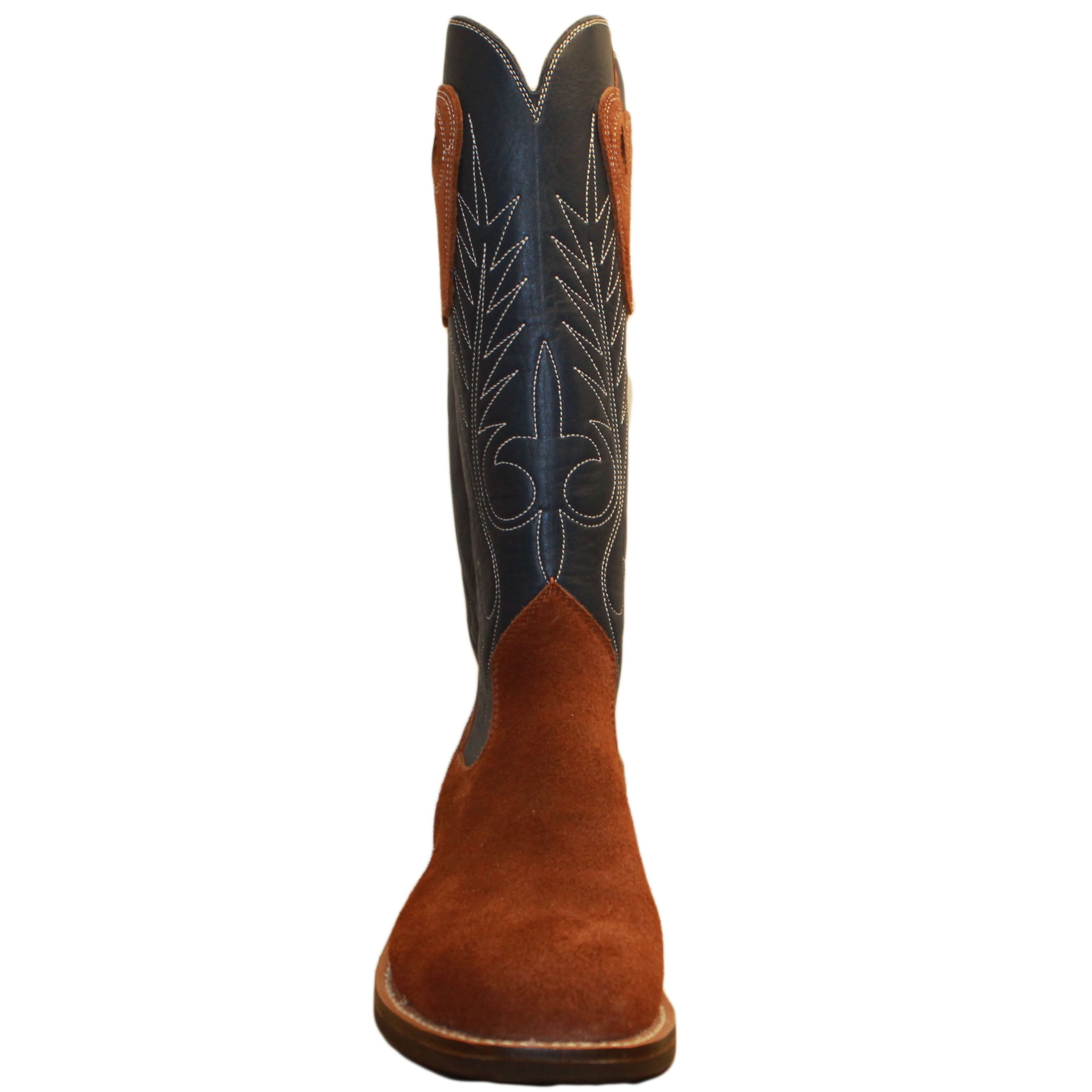 14" Blue Upper w/ Beck Classic Stitching
Tan Timberjack Rough Out Steer Vamp
Wide French Square Toe
Slightly Tapered Heel
