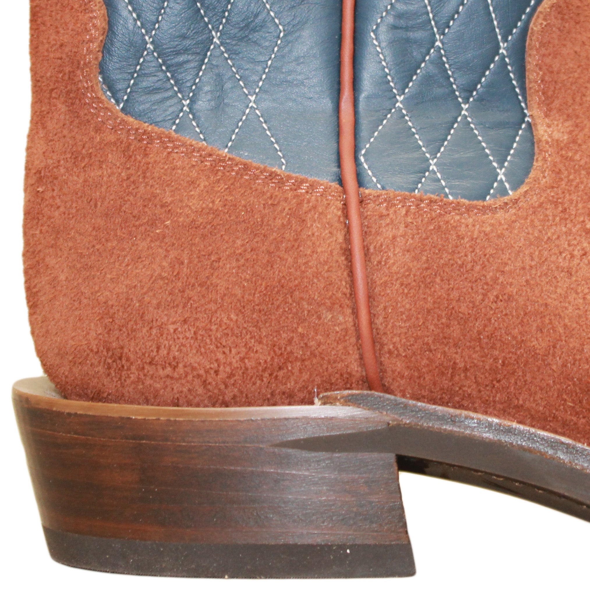 14" Blue Upper w/ Diamond Stitching
Tan Timberjack Rough Out Steer Vamp
Wide French Square Toe
Slightly Tapered Heel
