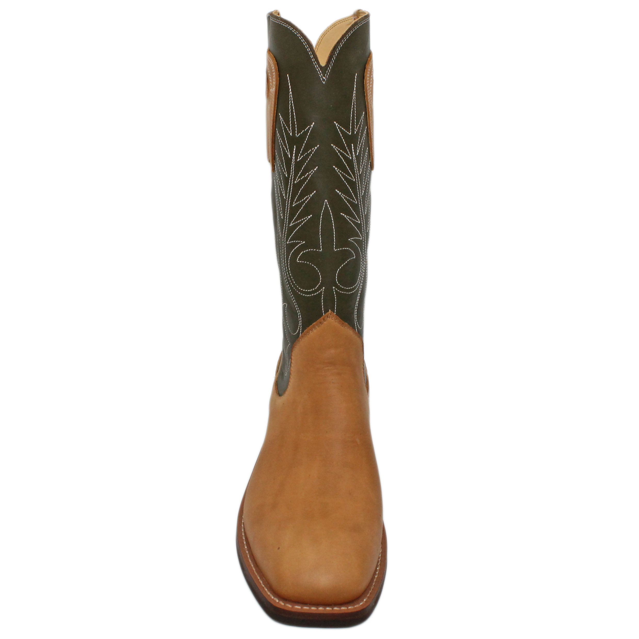 14" Forest upper w/ Beck Classic Stitching
Buckskin Steer Vamp
Wide French Square Toe
Slightly Tapered Heel