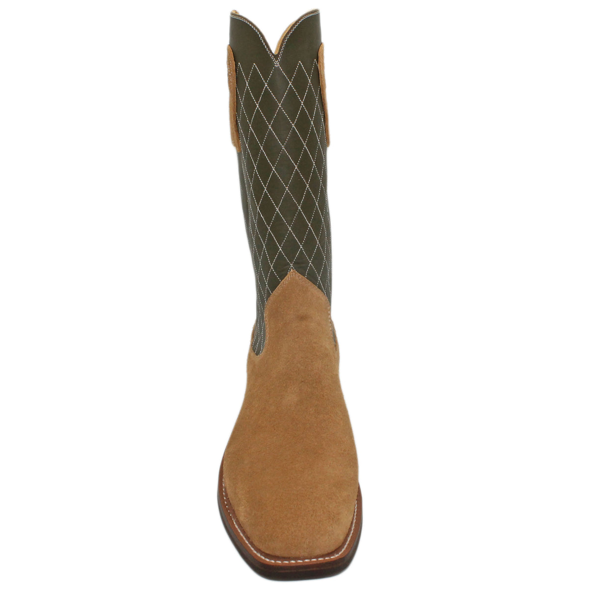 14" Forest upper w/ Diamond Stitching
Buckskin Rough Out Steer Vamp
Wide French Square Toe
Slightly Tapered Heel