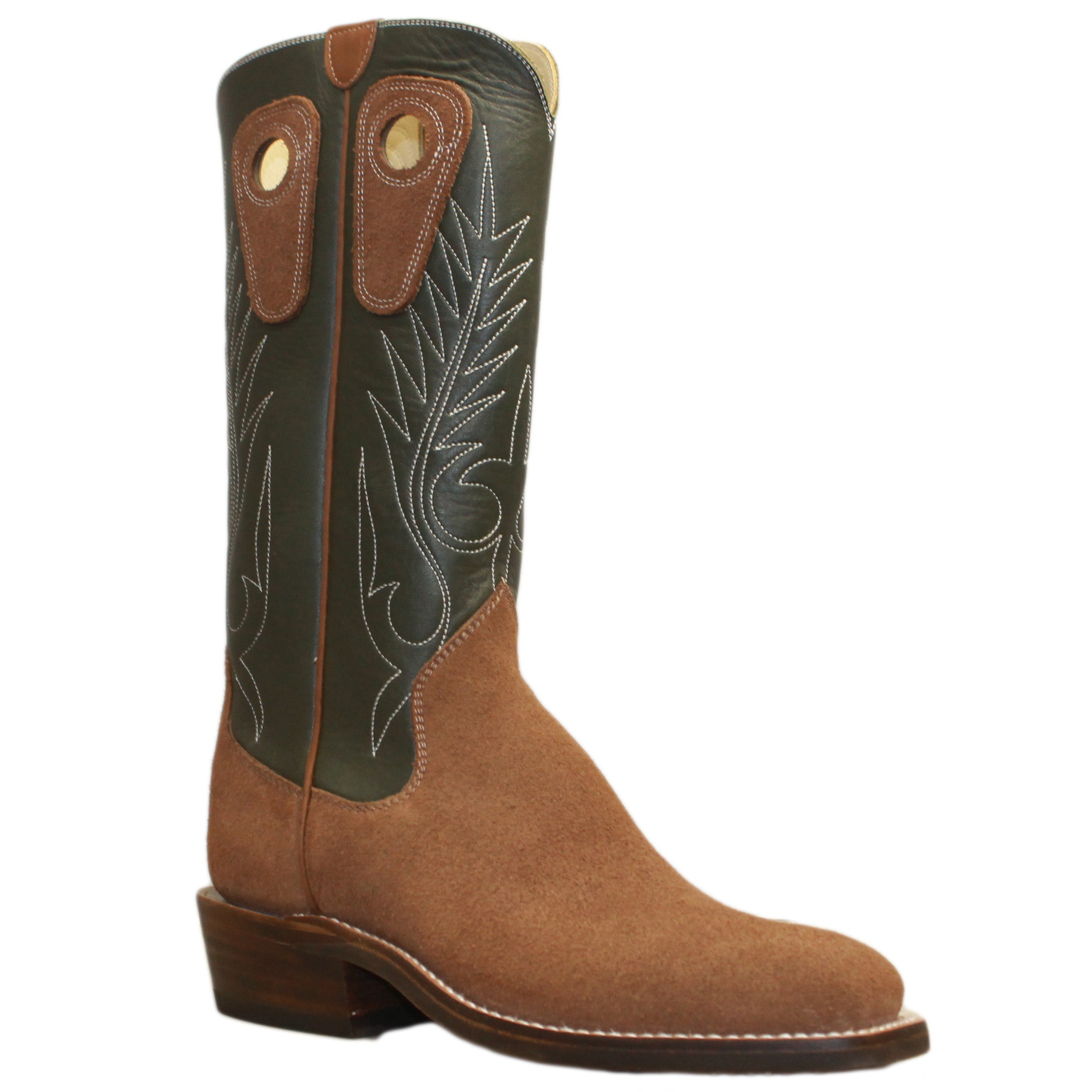 14" Forest upper w/ Beck Classic Stitching
Saddle Timberjack Rough Out Steer Vamp
Wide French Square Toe
Slightly Tapered Heel