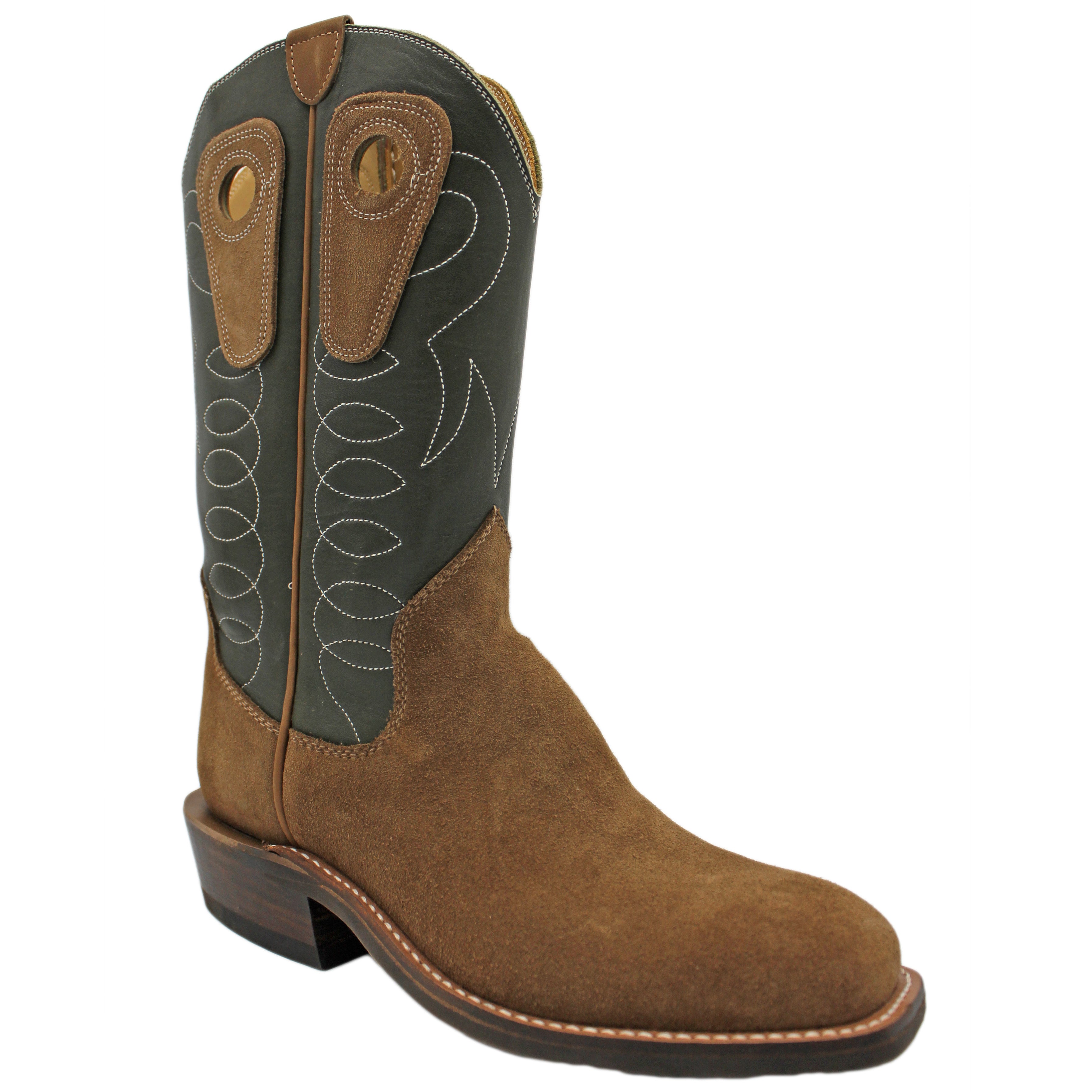12" Forest Upper w/ Loops Stitching
Saddle Timberjack Rough Out Steer Vamp
Wide French Square Toe
Slightly Tapered Heel