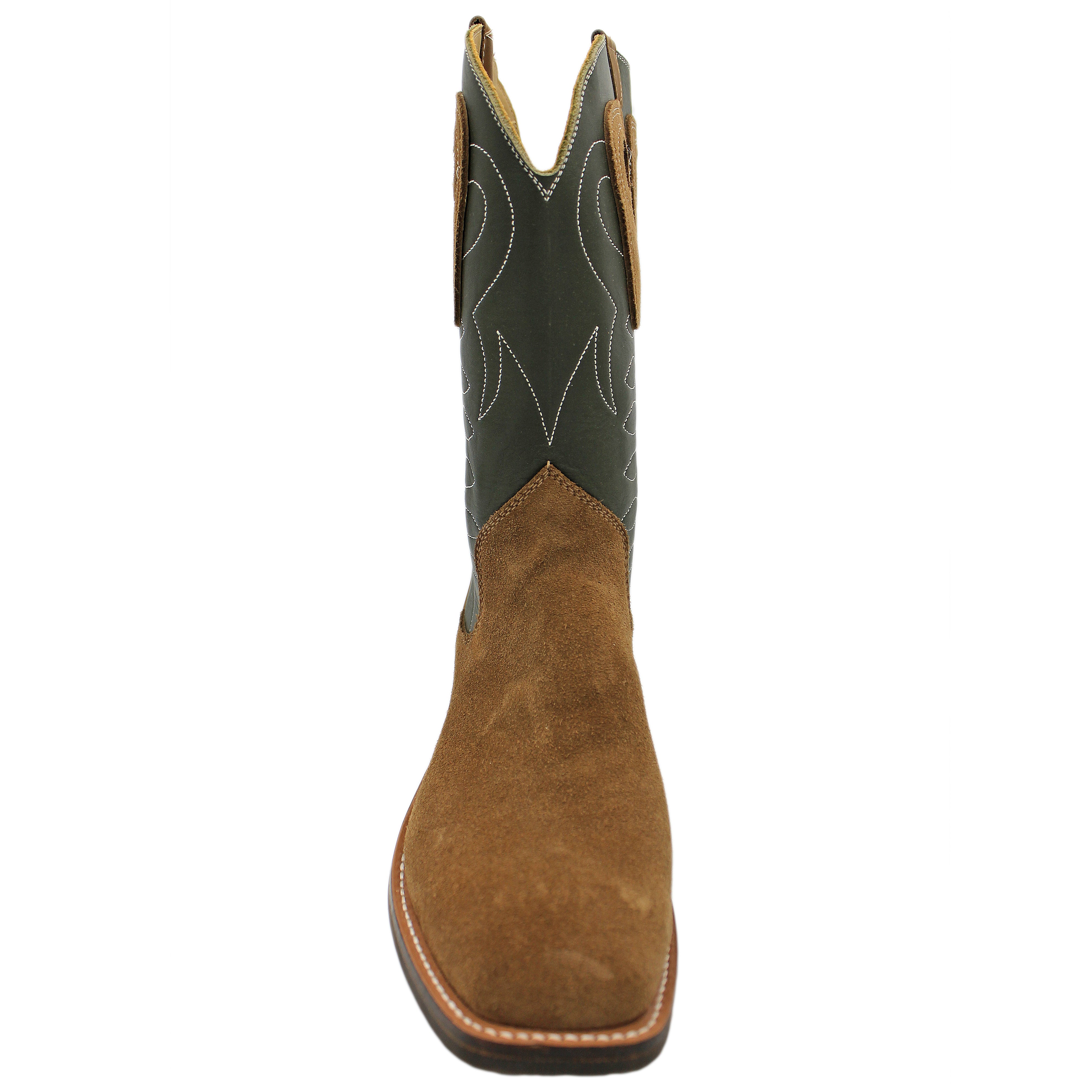 12" Forest Upper w/ Loops Stitching
Saddle Timberjack Rough Out Steer Vamp
Wide French Square Toe
Slightly Tapered Heel