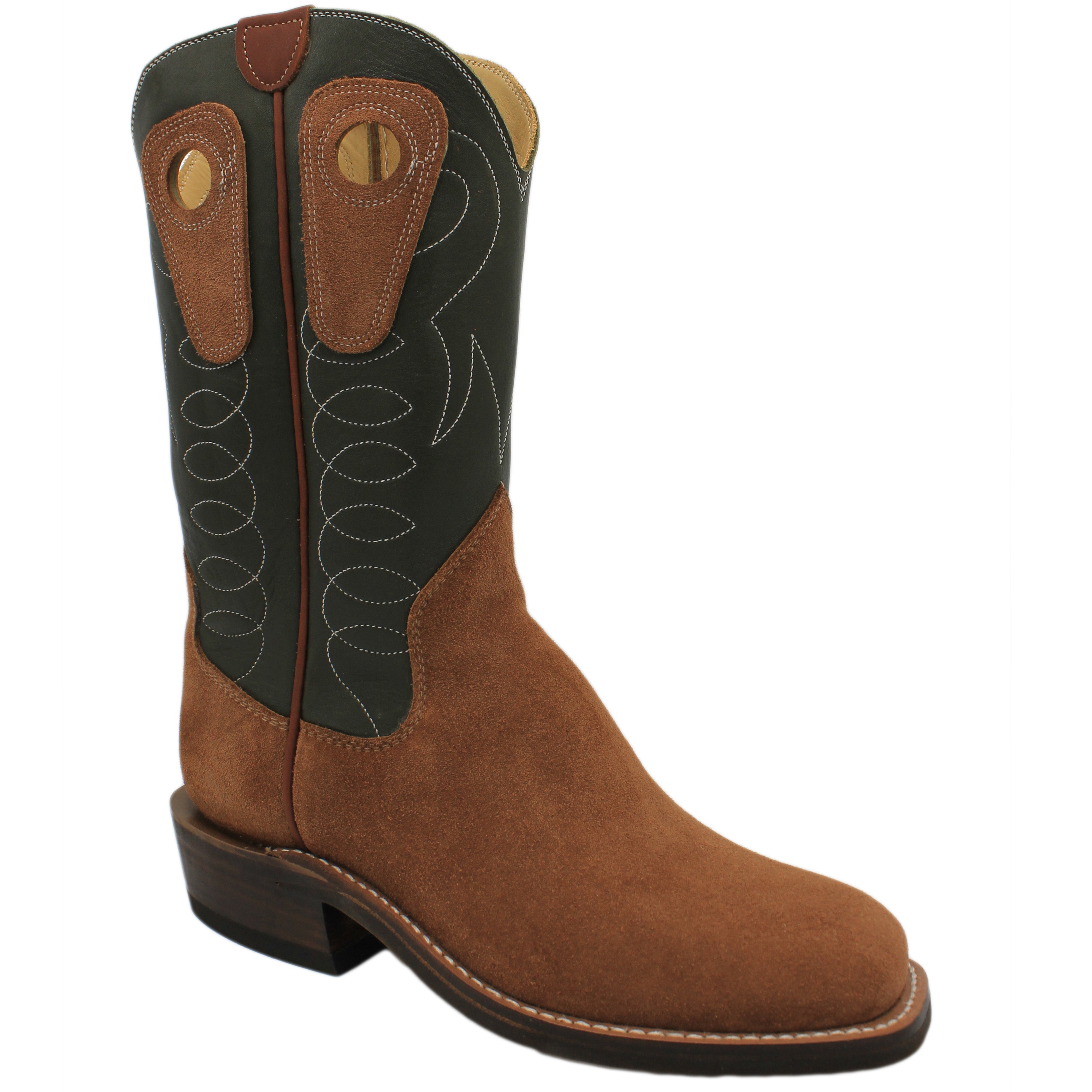 12" Forest Upper w/ Loops Stitching
Tan Timberjack Rough Out Steer Vamp
Wide French Square Toe
Slightly Tapered Heel