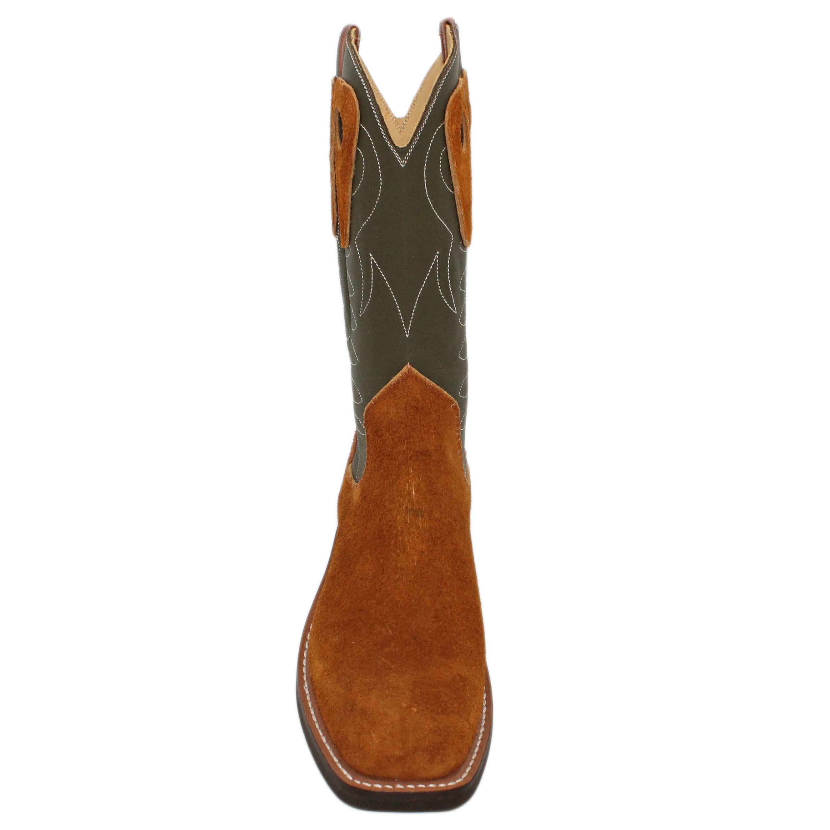 12" Forest Upper w/ Loops Stitching
Tobacco Rough Out Steer Vamp
Wide French Square Toe
Slightly Tapered Heel