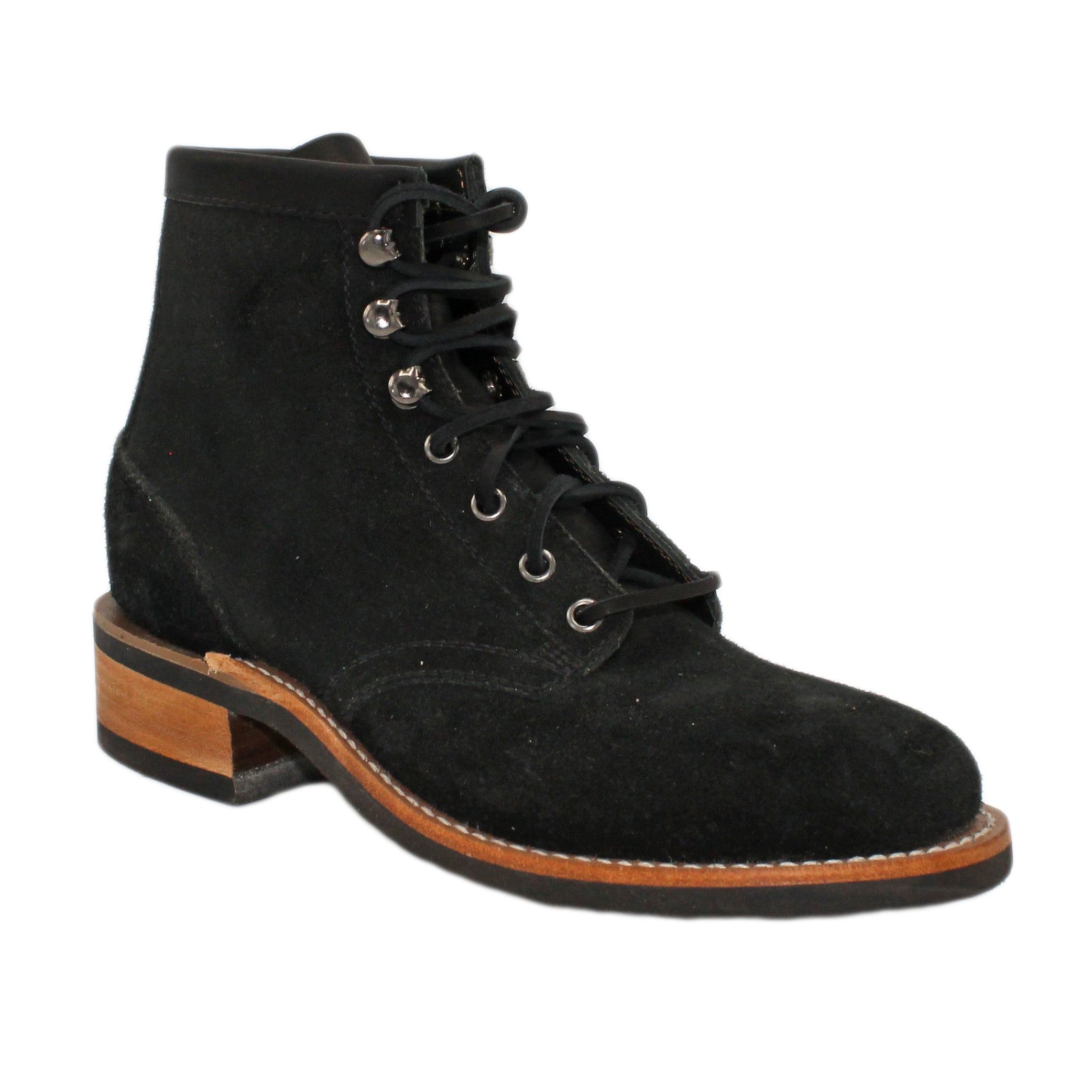 6" Lace-Up
Black Rough Out Steer
Round Toe
Block Heel
Vibram Sole