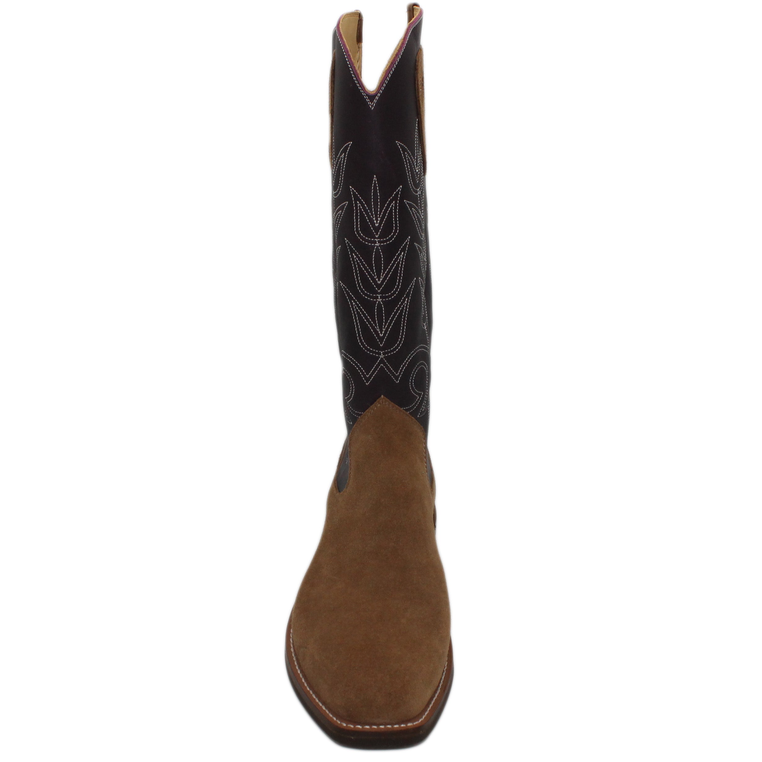 16" Purple Upper w/ Tulip Stitching
Saddle Timberjack Rough Out Steer Vamp
Regular French Square Toe
Slightly Tapered Heel