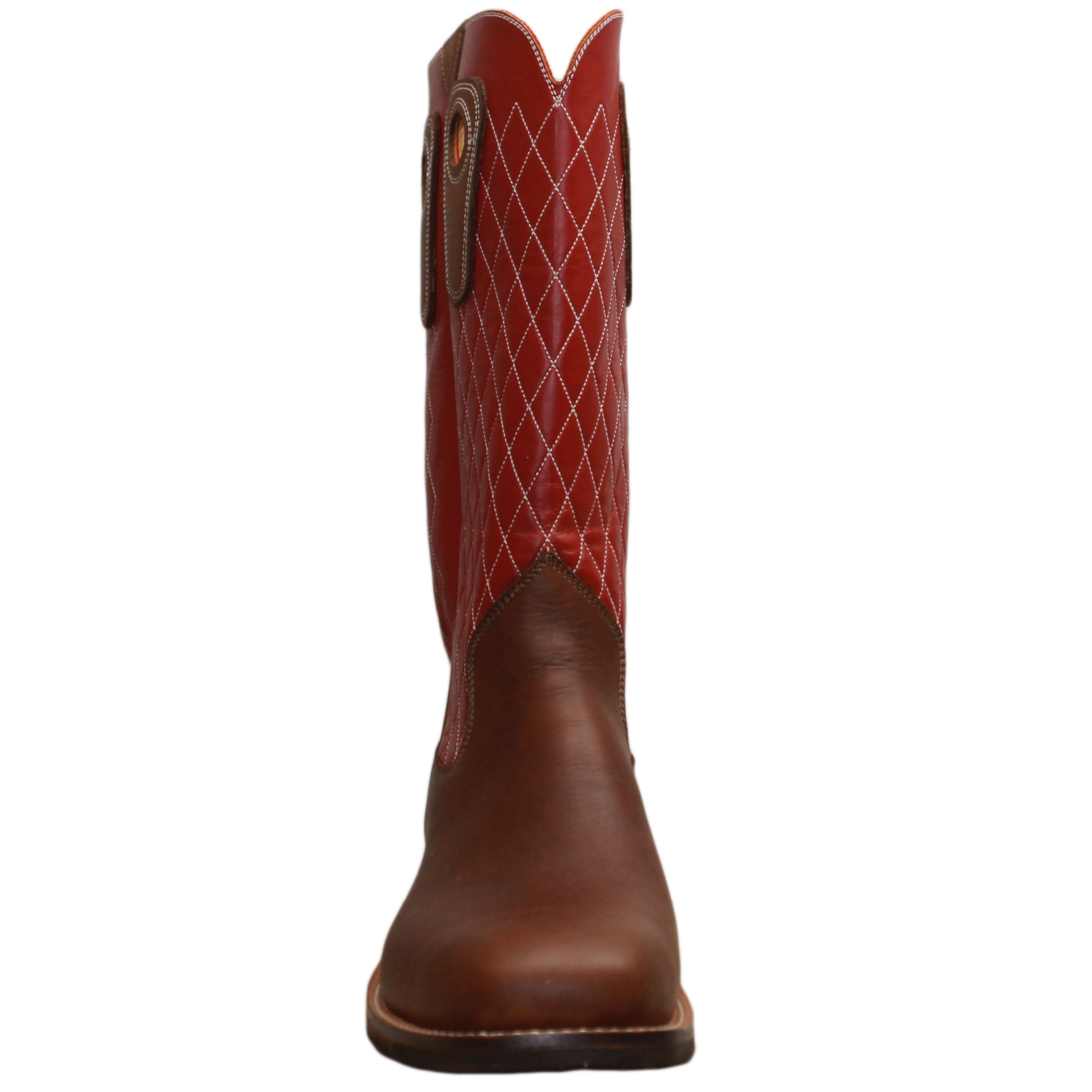 14" Red Uppers w/ Diamond Stitching
Saddle Timberjack Steer Vamp
Wide French Square Toe
Slightly Tapered Heel