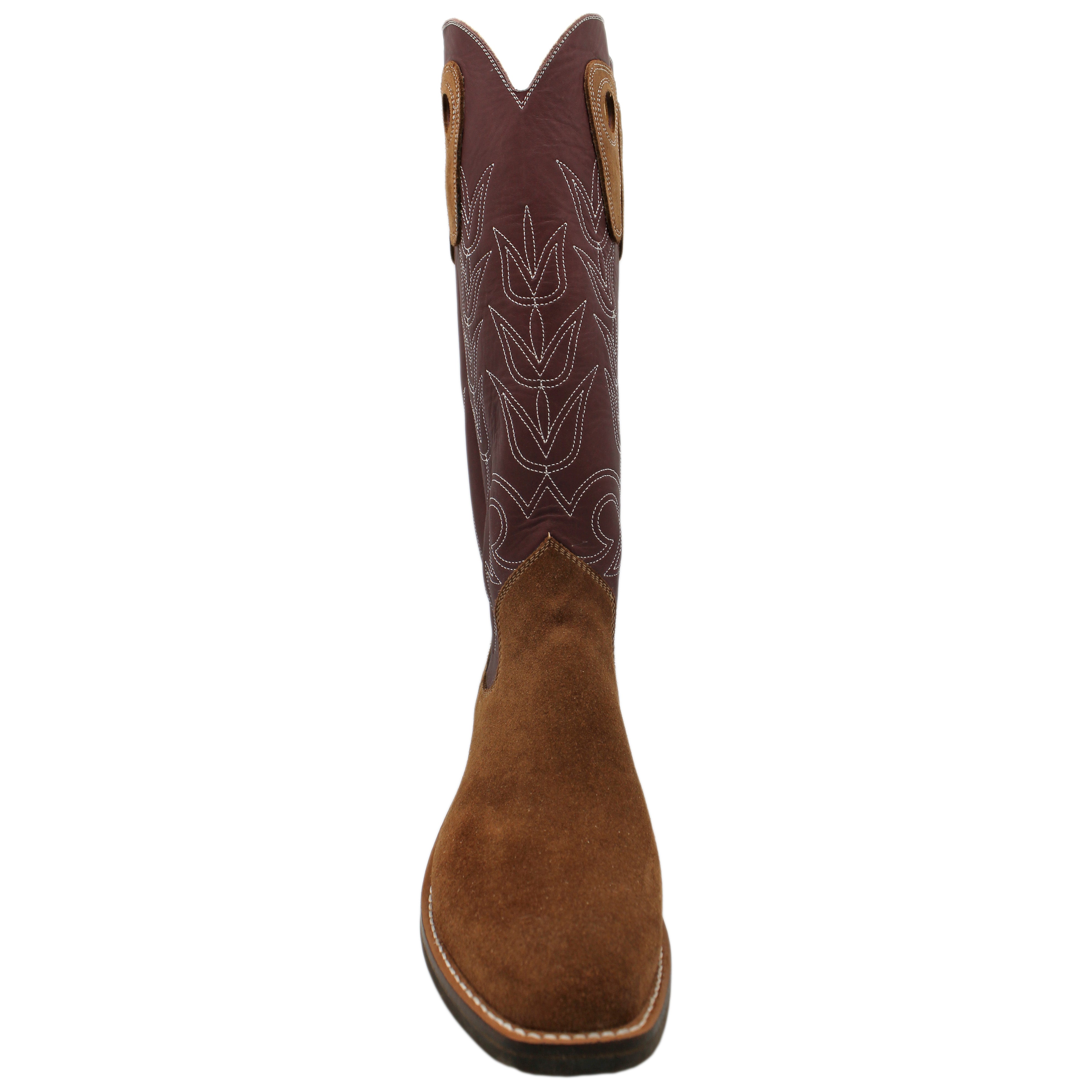 16" Wine Uppers w/ Tulip Stitching
Brown Timberjack Rough Out Steer Vamp
Regular French Square Toe
Slightly Tapered Heel