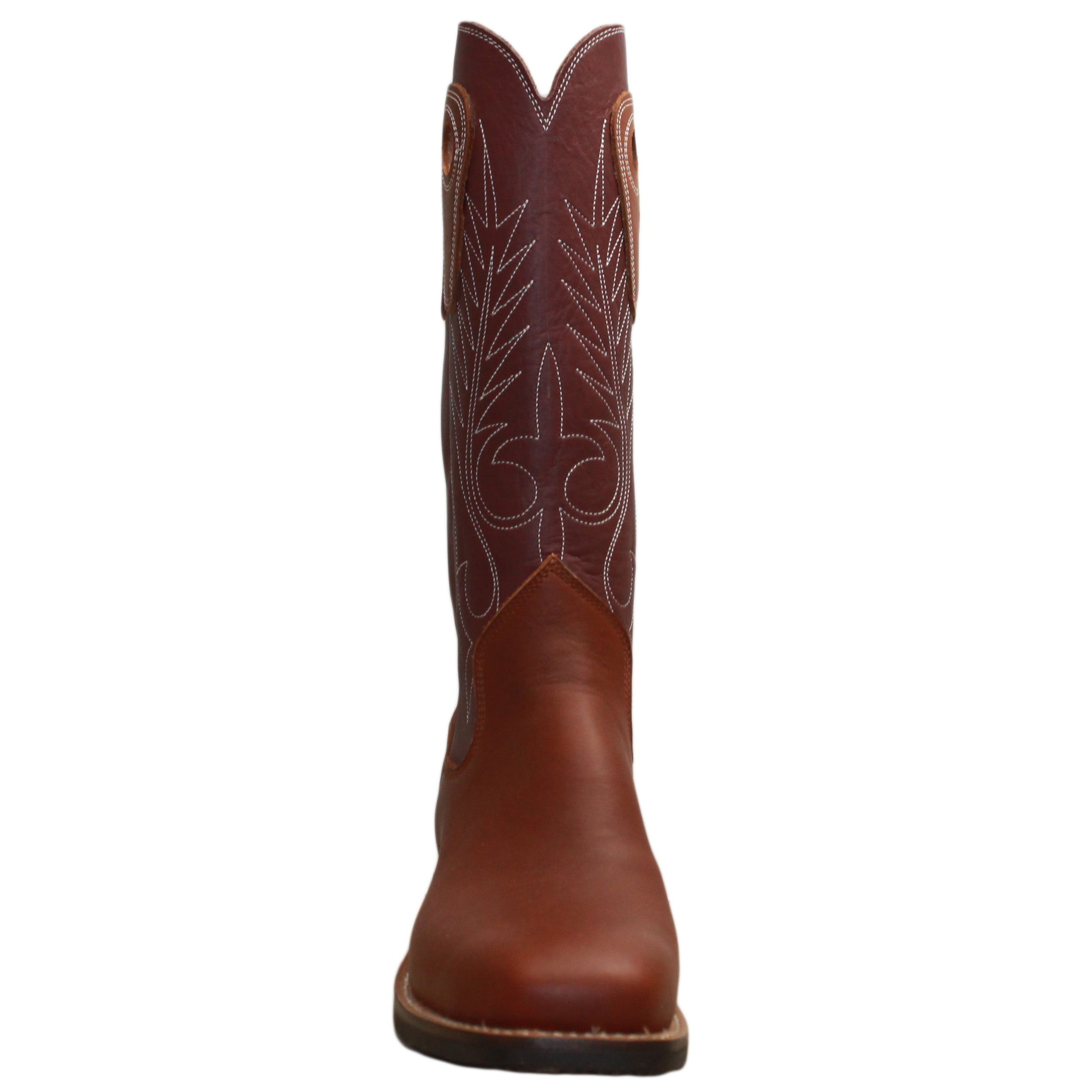 14" Wine Upper w/ Beck Classic Stitching
Tan Timberjack Steer Vamp
Wide French Square Toe
Slightly Tapered Heel