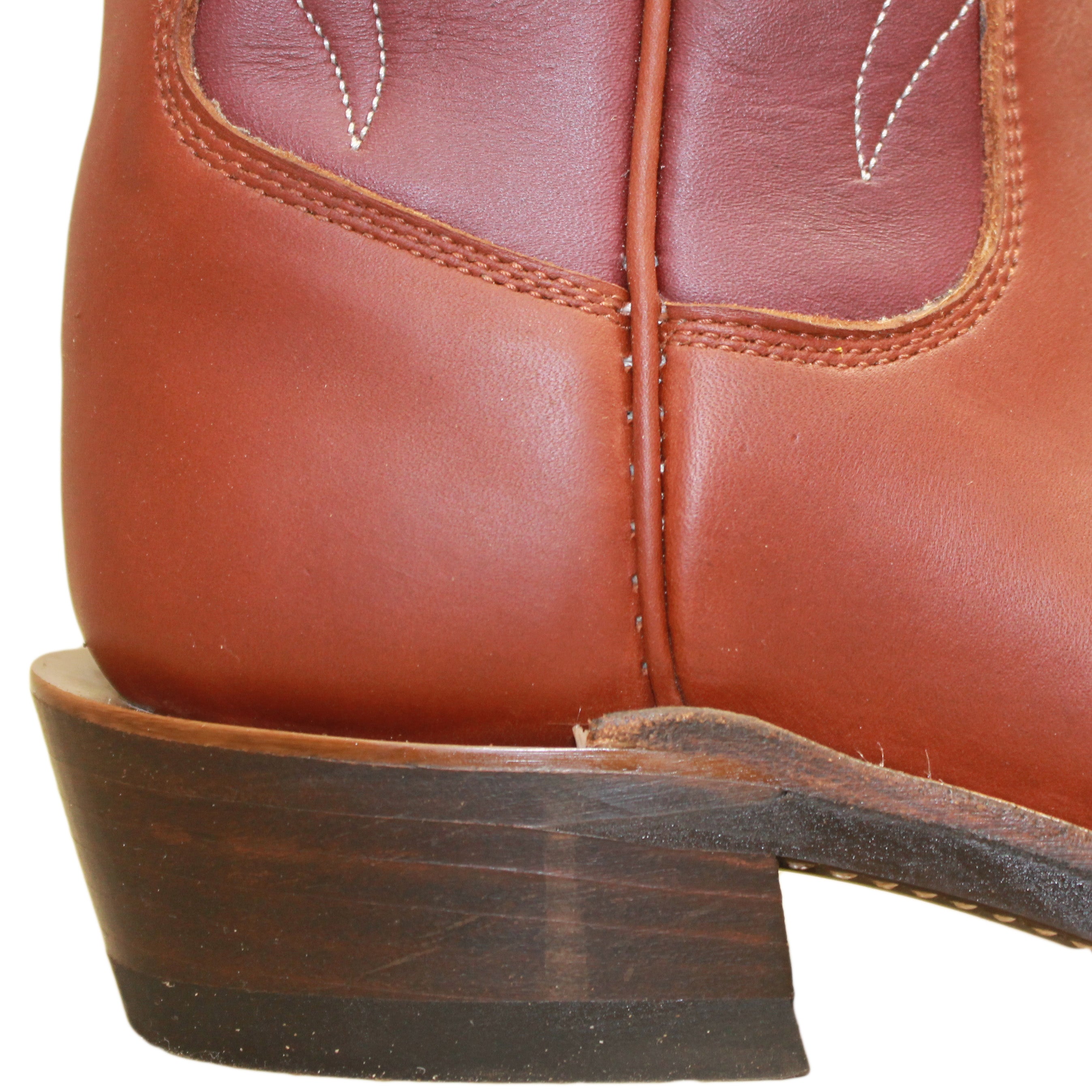 14" Wine Upper w/ Beck Classic Stitching
Tan Timberjack Steer Vamp
Wide French Square Toe
Slightly Tapered Heel