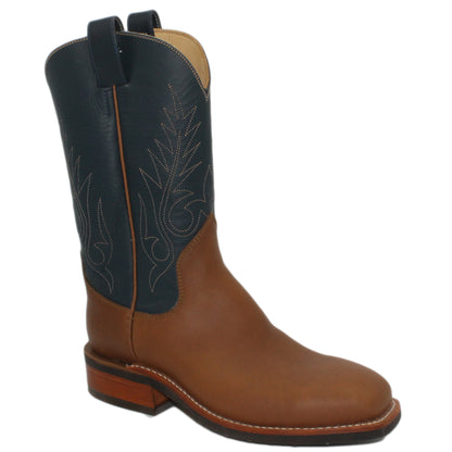 12" Blue Upper w/ Beck Classic Stitching in Beige

Saddle Timberjack Steer Vamp

Wide French Square Toe

Block Heel