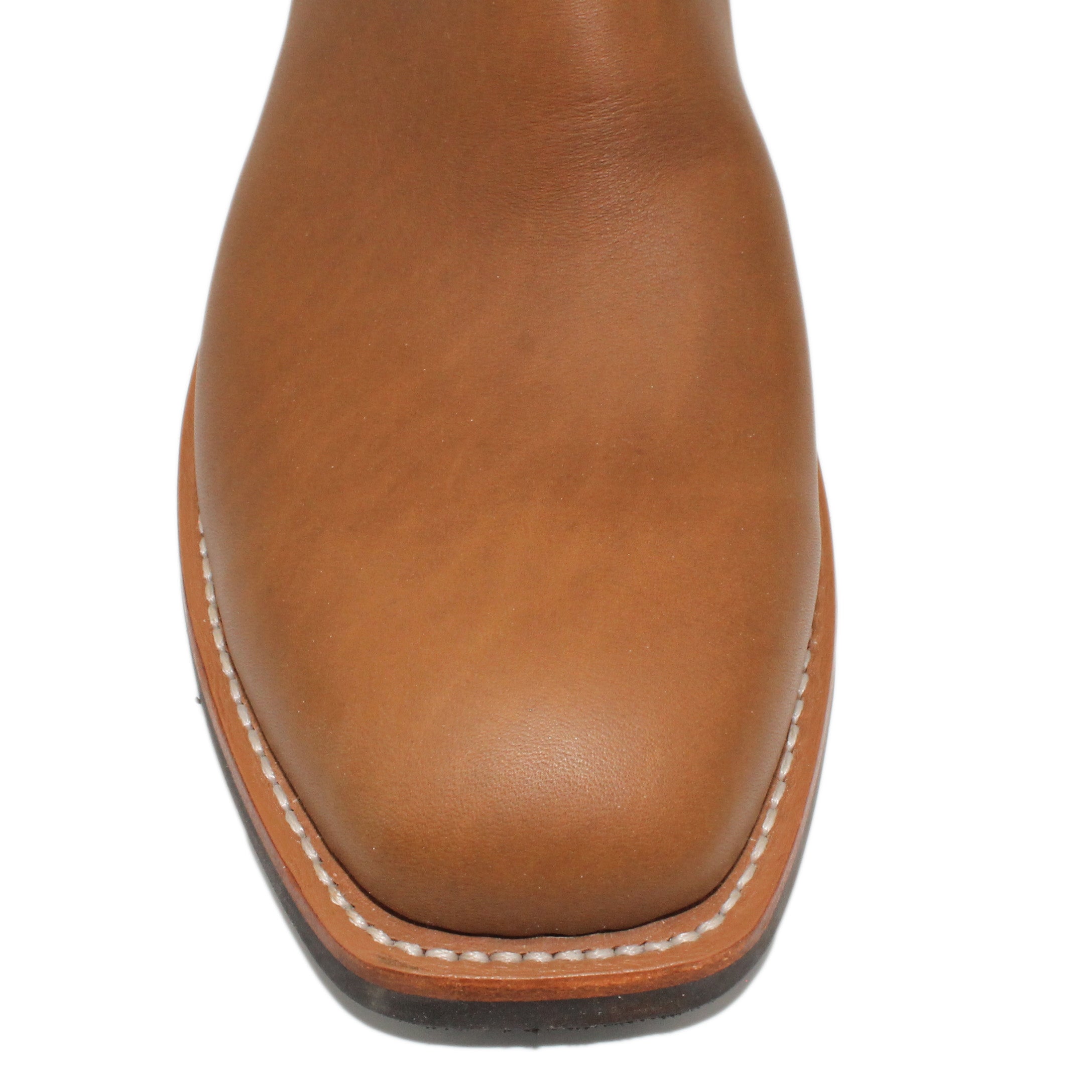 12" Blue Upper w/ Beck Classic Stitching in Beige

Saddle Timberjack Steer Vamp

Wide French Square Toe

Block Heel