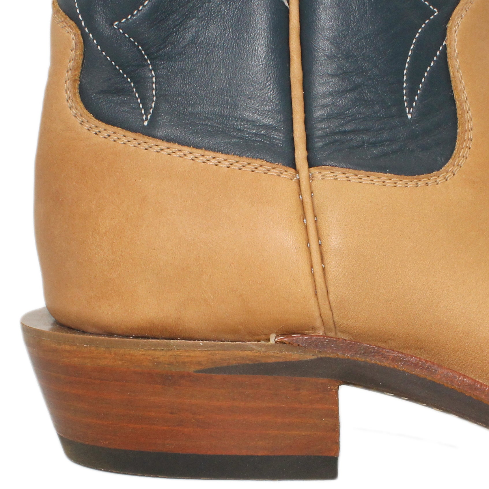 14" Blue Upper w/ Beck Classic Stitching

Buckskin Steer Vamp

Regular French Square Toe

Slightly Tapered Heel