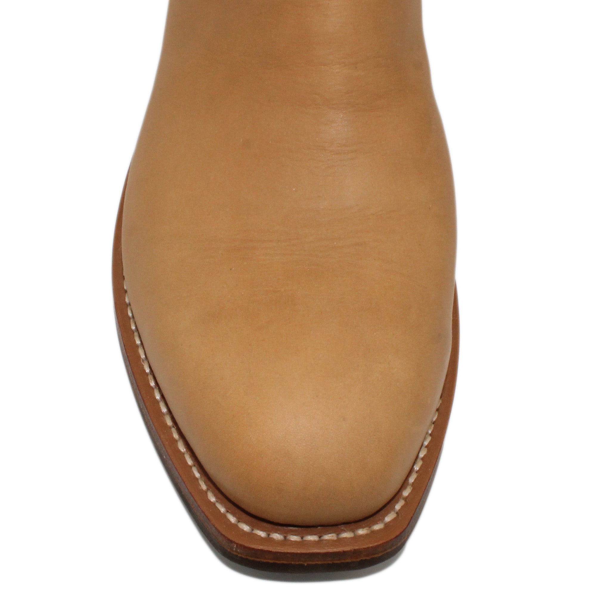 14" Blue Upper w/ Beck Classic Stitching

Buckskin Steer Vamp

Regular French Square Toe

Slightly Tapered Heel