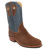 12" Blue Upper w/ Loops Stitching

Grizzly Rough Out Steer Vamp

Regular French Square Toe

Slightly Tapered Heel