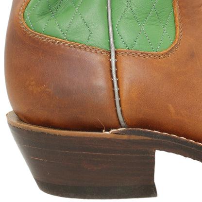 16" Green upper w/ Diamond Stitching in Grey

Oil Tan Steer Vamp

Regular Round Toe

Underslung Heel