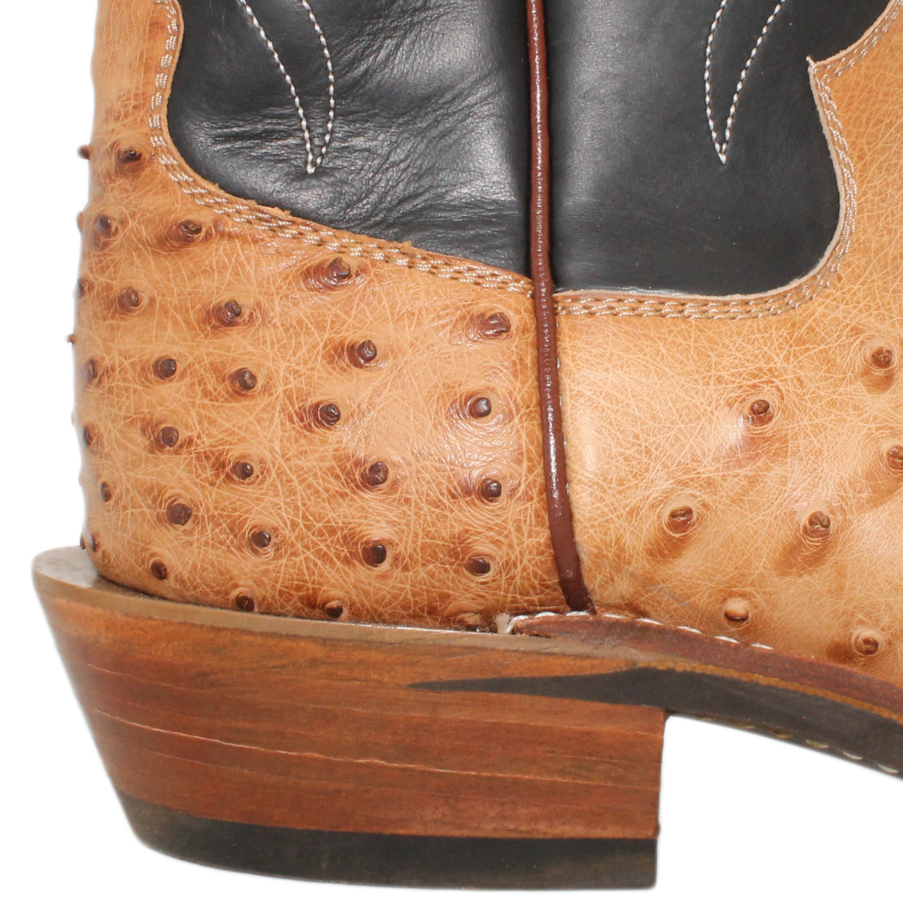 14" Black Upper w/ Elkhorn Stitching

Bruciatto Full Quill Ostrich Vamp

Regular Forties Square Toe

Slightly Tapered Heel