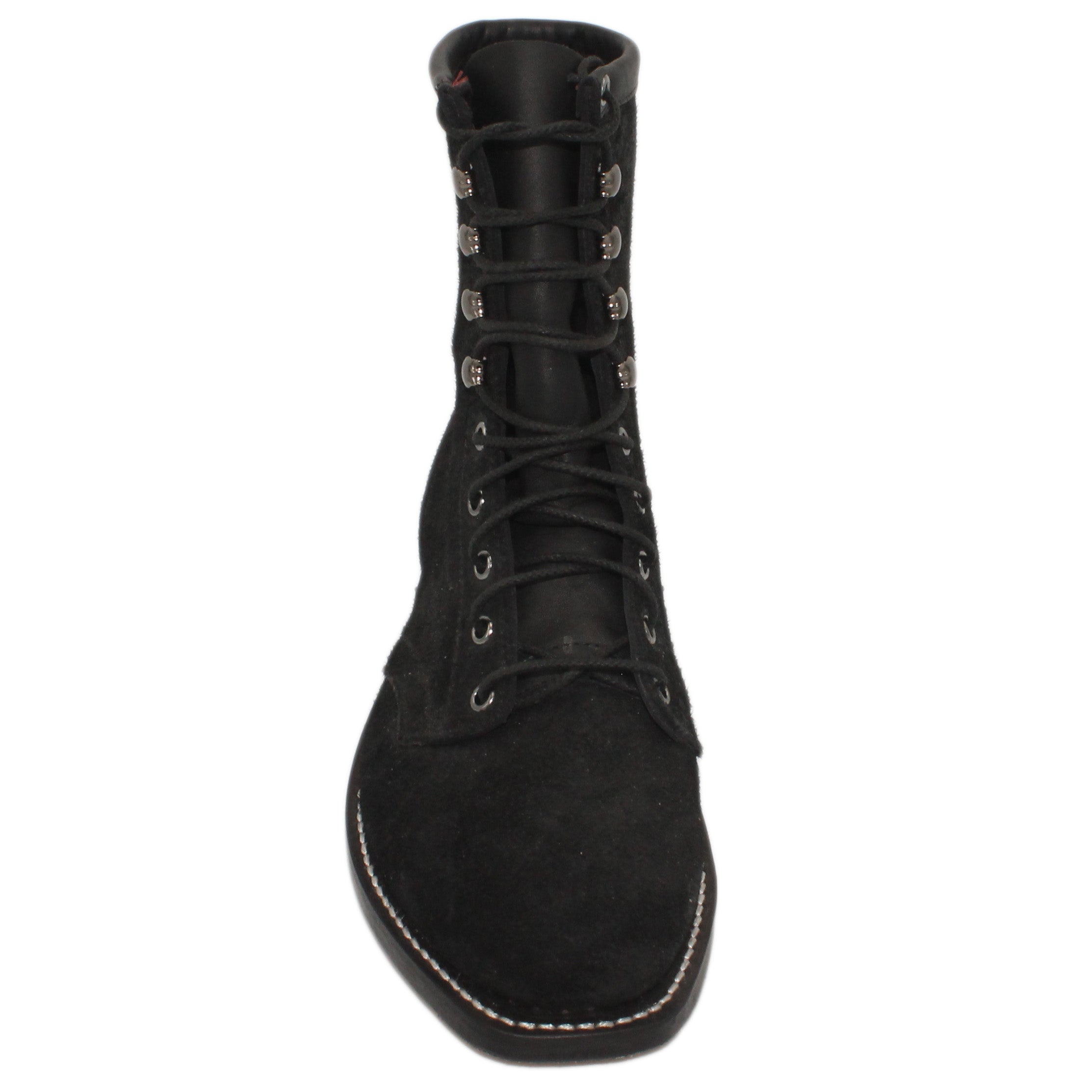 8" Lace-Up

Black Rough Out Steer

Regular French Square Toe

Slightly Tapered Heel