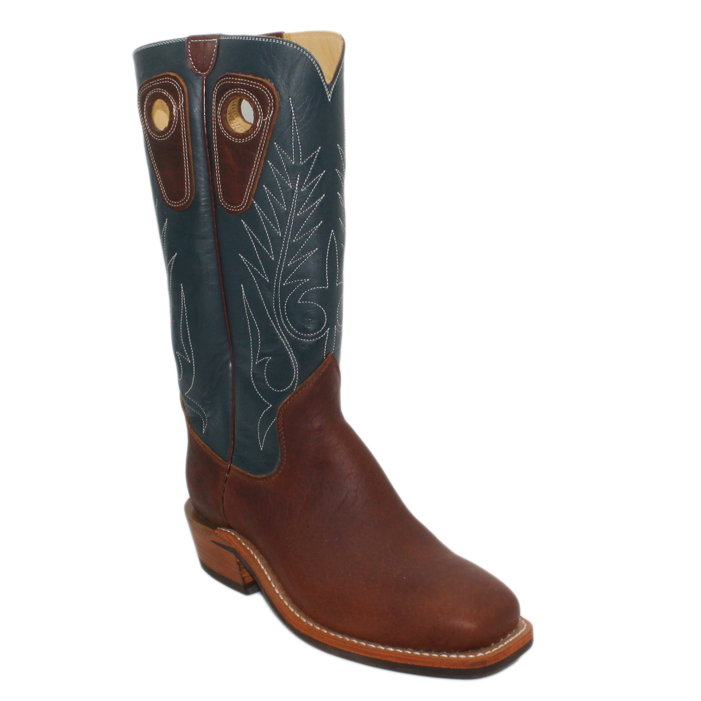 14" Blue upper w/ Beck Classic Stitching

Bison Vamp

Wide French Square Toe

Slightly Tapered Heel