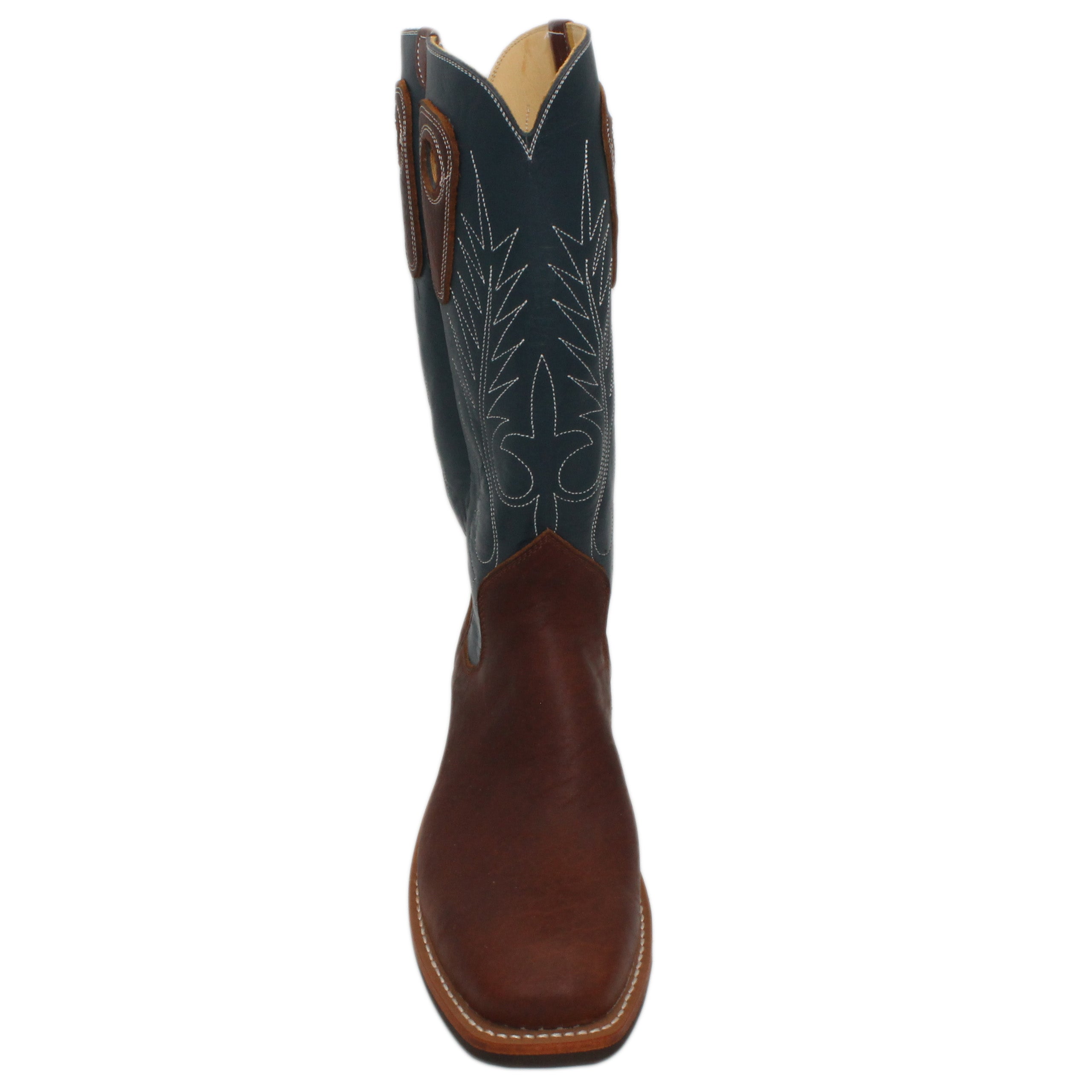 14" Blue upper w/ Beck Classic Stitching

Bison Vamp

Wide French Square Toe

Slightly Tapered Heel