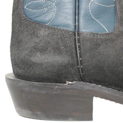 12" Blue Upper w/ Loops Stitching

Black Rough Out Steer Vamp

Wide French Toe

Slightly Tapered Heel