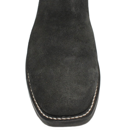 12" Blue Upper w/ Loops Stitching

Black Rough Out Steer Vamp

Wide French Toe

Slightly Tapered Heel