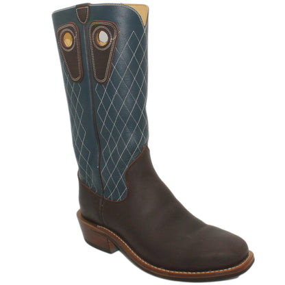 Blue Uppers with Diamond Stitching

Brown Timberjack Steer Vamp

Regular French Square Toe

Slightly Tapered Heel