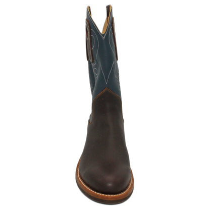 12" Blue Upper w/ Loops Stitching

Brown Timberjack Steer Vamp

Round Toe

Slightly Tapered Heel