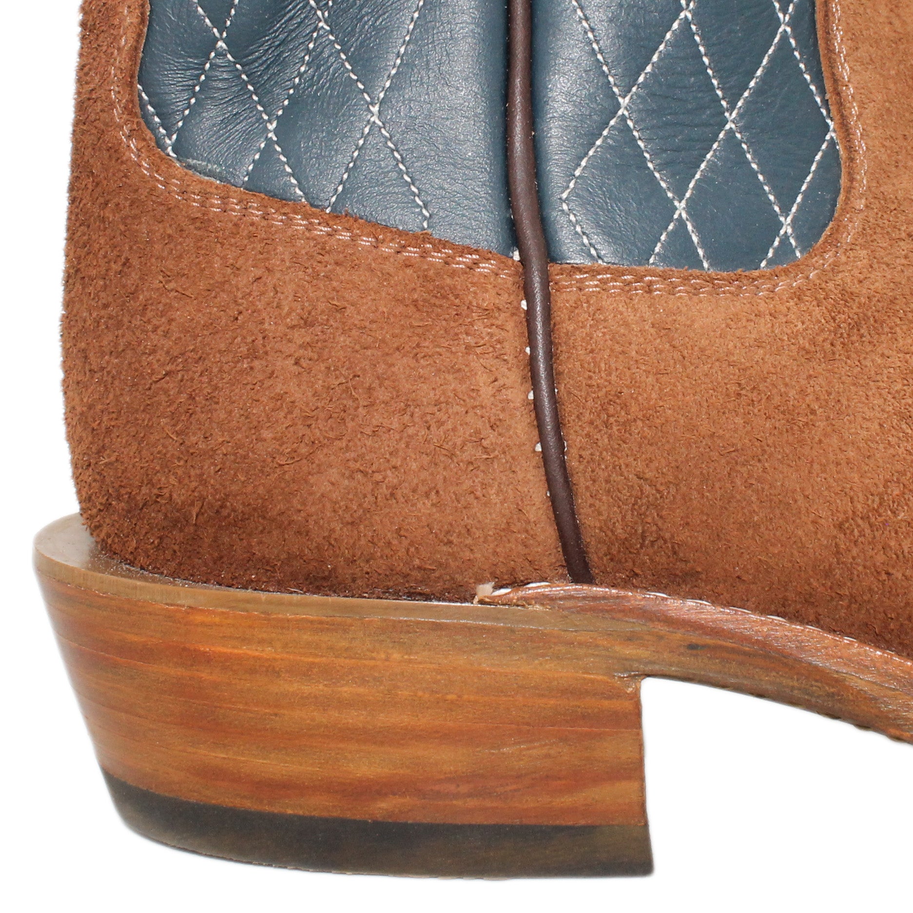 14" Blue Upper w/ Diamond Stitching

Brown Timberjack Rough Out Steer Vamp

Regular French Square Toe

Slightly Tapered Heel