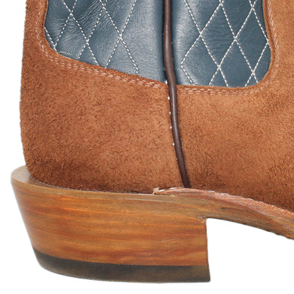 14" Blue Upper w/ Diamond Stitching

Brown Timberjack Rough Out Steer Vamp

Regular French Square Toe

Slightly Tapered Heel