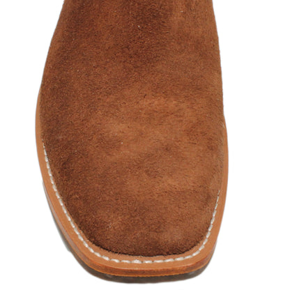 14" Blue Upper w/ Elkhorn Stitching

Brown Timberjack Rough Out Steer Vamp

Wide French Square Toe

Block Heel