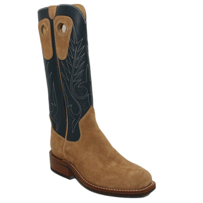 14" Blue Upper w/ Beck Classic Stitching

Buckskin Steer Rough Out Vamp

Wide French Square Toe

Block Heel