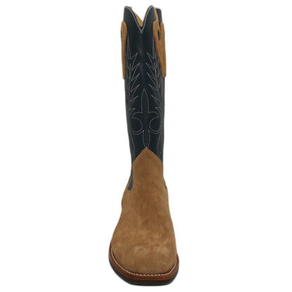 14" Blue Upper w/ Beck Classic Stitching

Buckskin Steer Rough Out Vamp

Wide French Square Toe

Block Heel