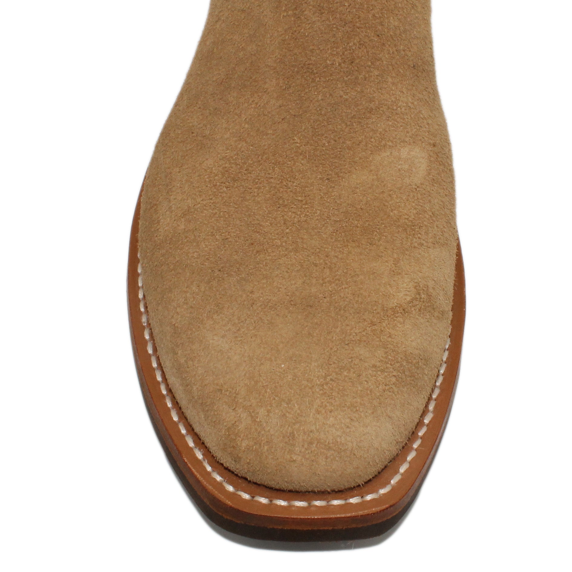 16" Blue Uppers w/ Tulip Stitching

Buckskin Rough Out Steer Vamp

Regular French Square Toe

Slightly Tapered Heel