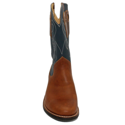 12" Blue Upper w/ Loops Stitching

Oil Tan Steer Vamp

Round Toe

Slightly Tapered Heel