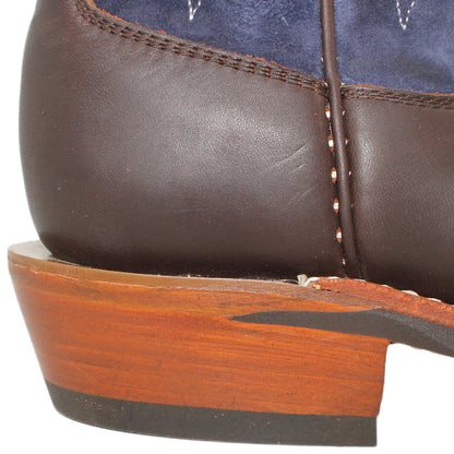 14" Blue Pigskin Upper w/ Beck Classic Stitching

Brown Timberjack Smooth Steer Vamp

Wide French Square Toe

Slightly Tapered Heel