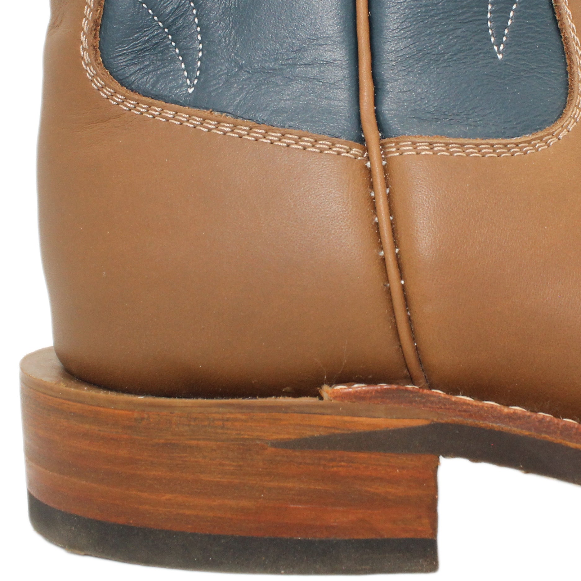 14" Blue Upper w/ Beck Classic Stitching

Saddle Timberjack Steer Vamp

Round Toe

Block Heel