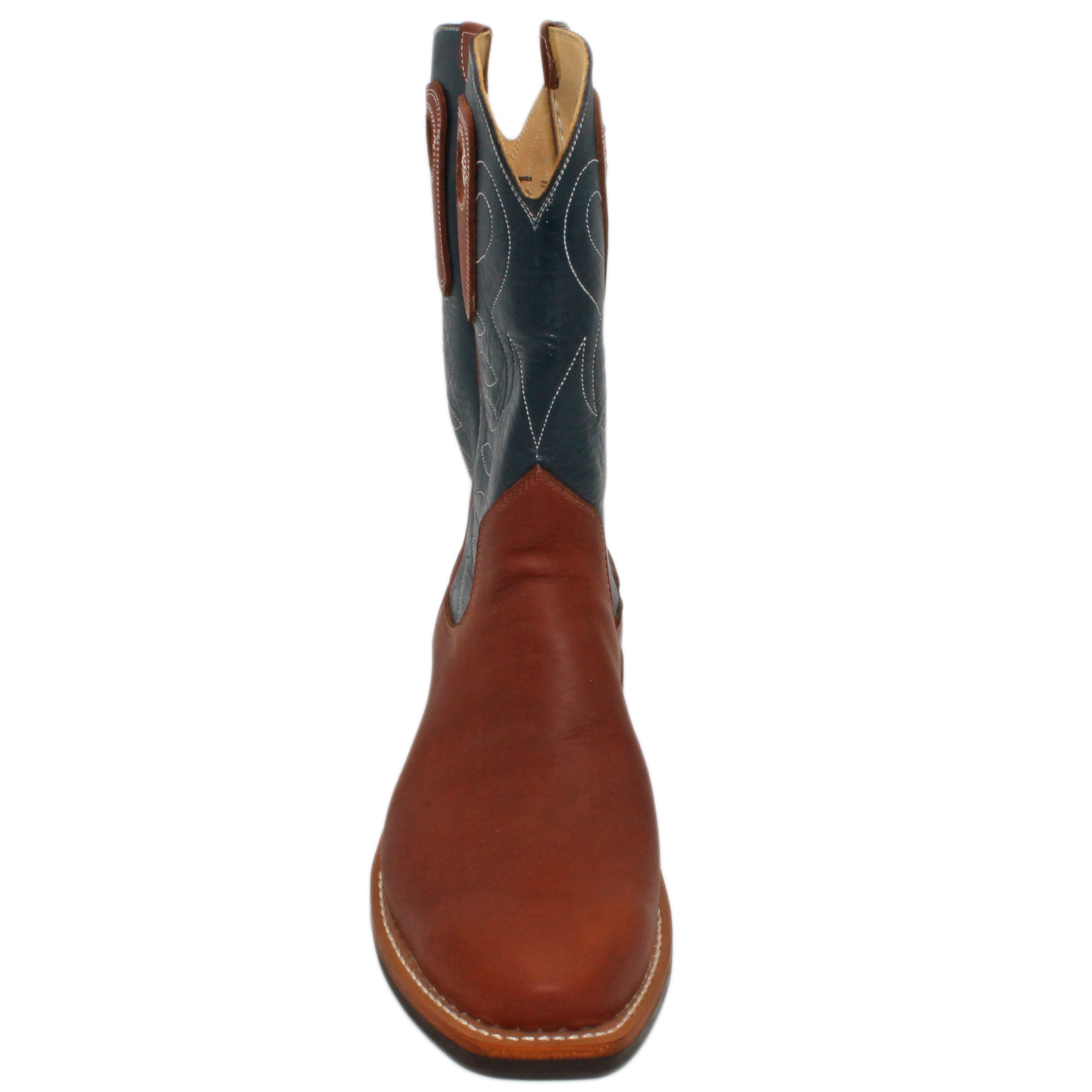 12" Blue Upper w/ Loops Stitching

Tan Timberjack Steer Vamp

Regular Forties Square Toe

Slightly Tapered Heel