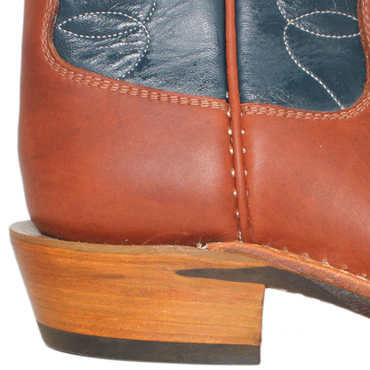 12" Blue Upper w/ Loops Stitching

Tan Timberjack Steer Vamp

Regular Forties Square Toe

Slightly Tapered Heel