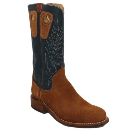 14" Blue Upper w/ Beck Classic Stitching

Tan Timberjack Rough Out Steer Vamp

Regular French Square Toe

Block Heel