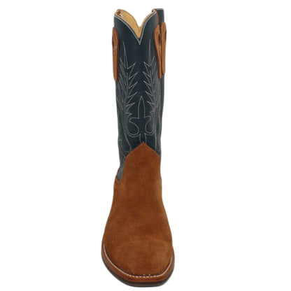 14" Blue Upper w/ Beck Classic Stitching

Tan Timberjack Rough Out Steer Vamp

Regular French Square Toe

Block Heel