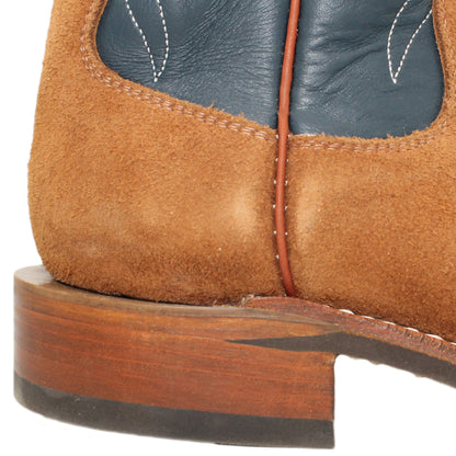 14" Blue Upper w/ Beck Classic Stitching

Tan Timberjack Rough Out Steer Vamp

Regular French Square Toe

Block Heel