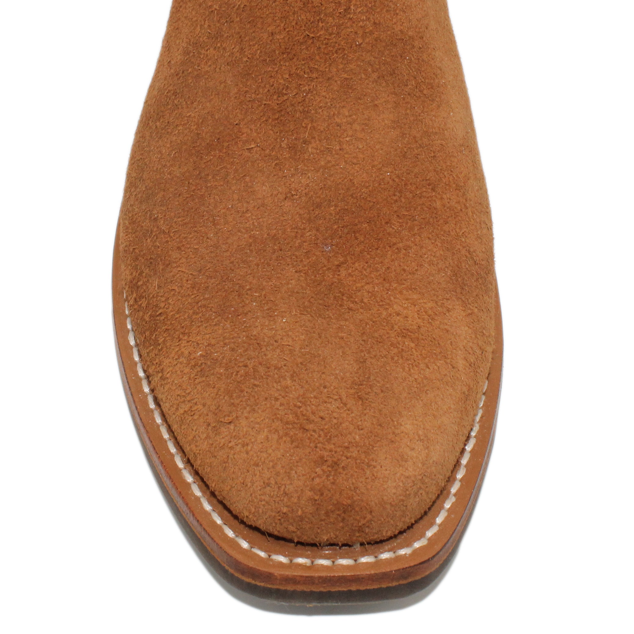 14" Blue Upper w/ Beck Classic Stitching

Tan Timberjack Rough Out Steer Vamp

Regular French Square Toe

Block Heel