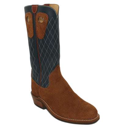 14" Blue Upper w/ Diamond Stitching

Tan Timberjack Rough Out Steer Vamp

Regular French Square Toe

Slightly Tapered Heel