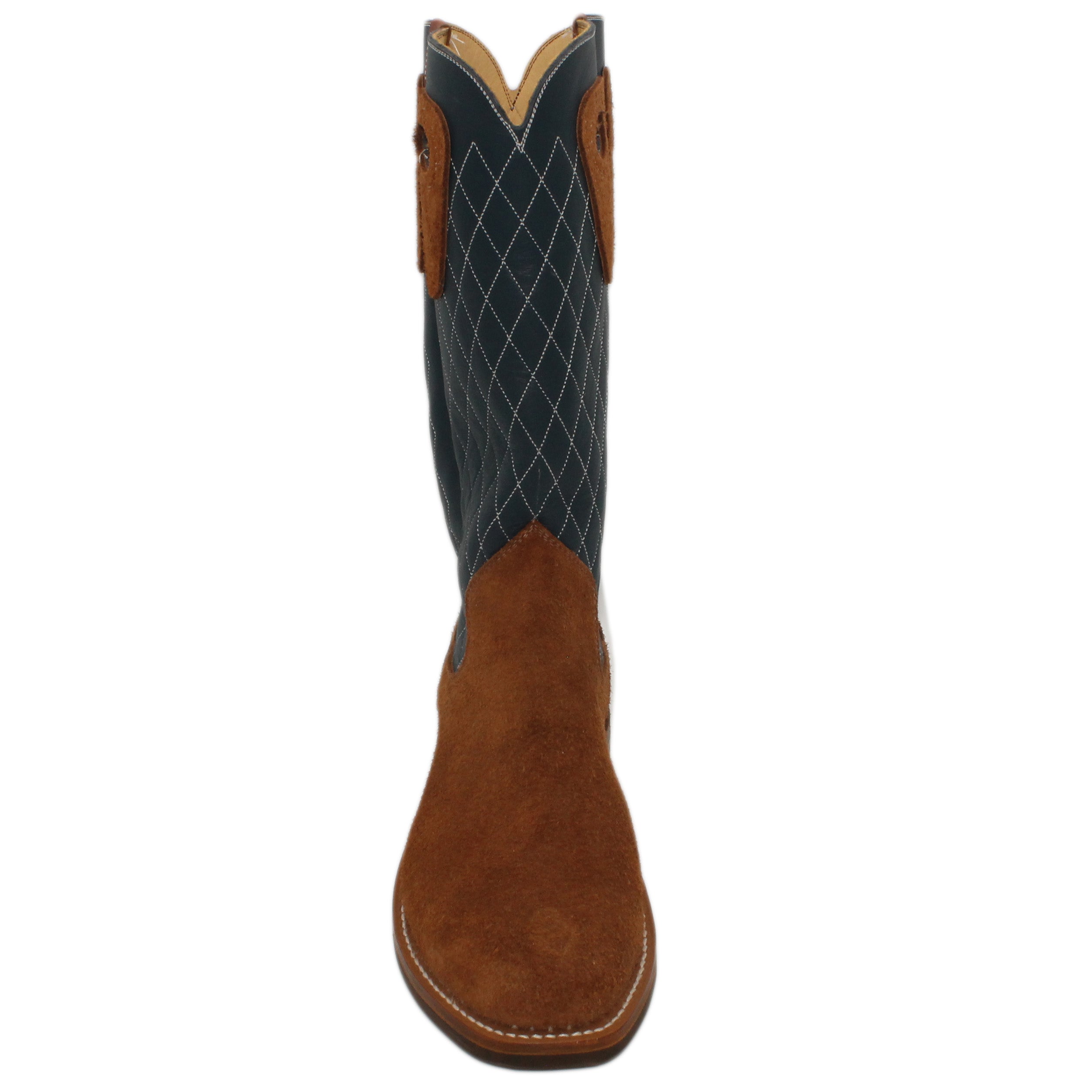 14" Blue Upper w/ Diamond Stitching

Tan Timberjack Rough Out Steer Vamp

Regular French Square Toe

Slightly Tapered Heel