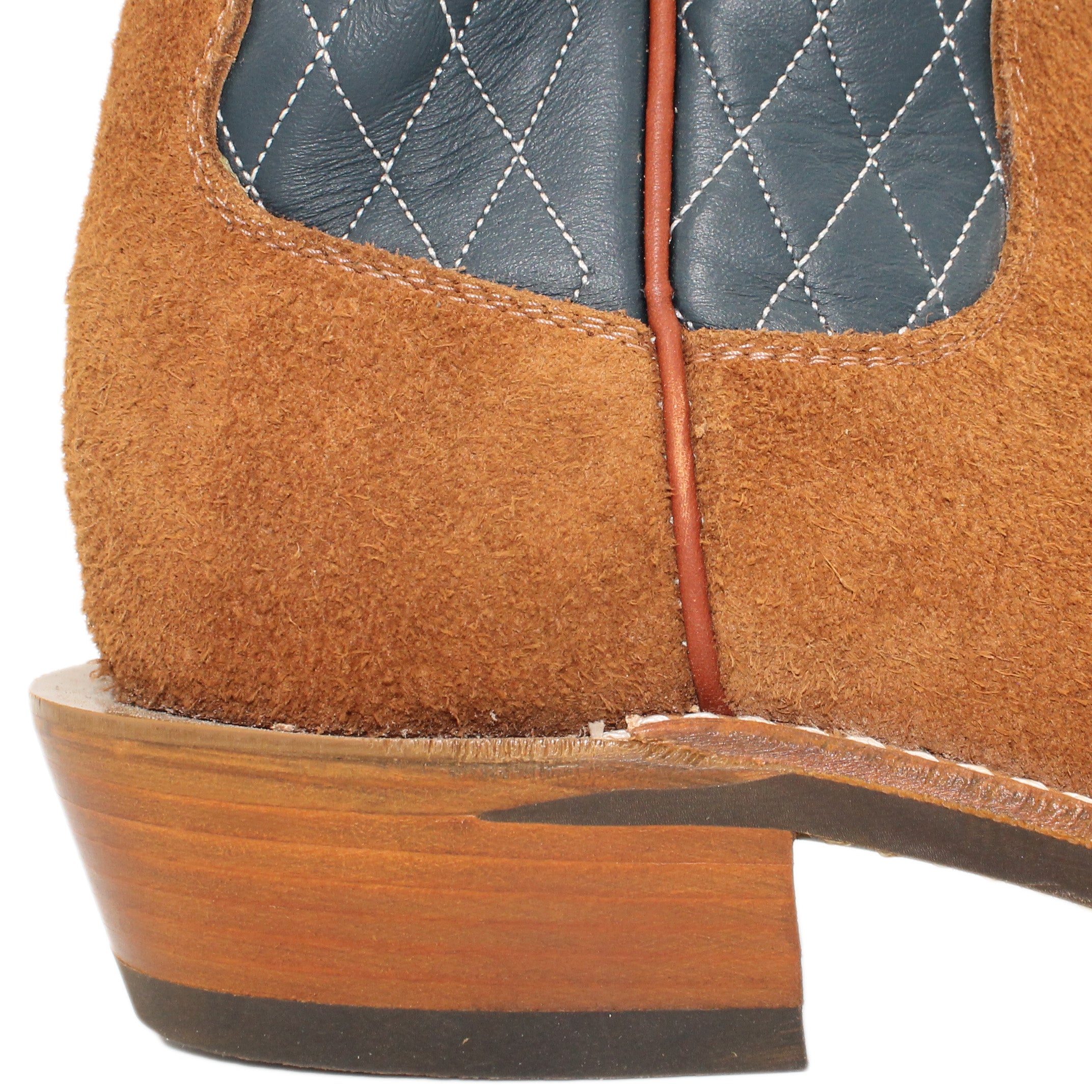 14" Blue Upper w/ Diamond Stitching

Tan Timberjack Rough Out Steer Vamp

Regular French Square Toe

Slightly Tapered Heel