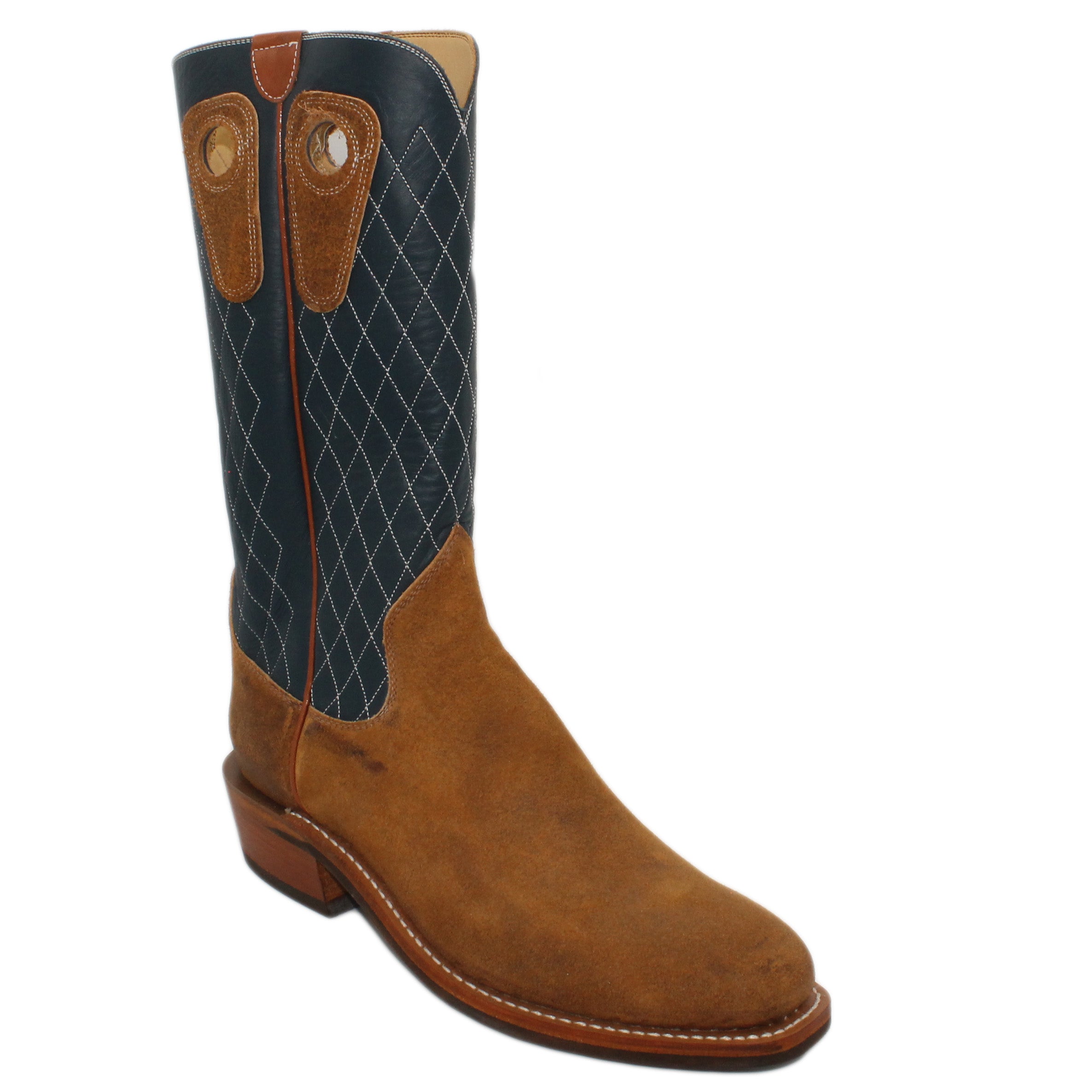 14" Blue upper w/ Diamond Stitching

Tibetan Yak Rough Out Vamp

Regular French Square Toe

Slightly Tapered Heel