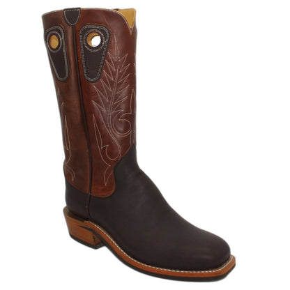 14" Brown Upper w/ Beck Classic Stitching

Brown Timberjack Steer Vamp

Wide French Square Toe

Slightly Tapered Heel
